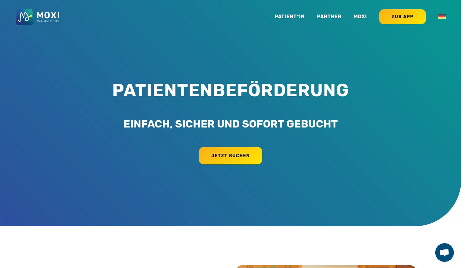 Website der Firma MOXI GmbH