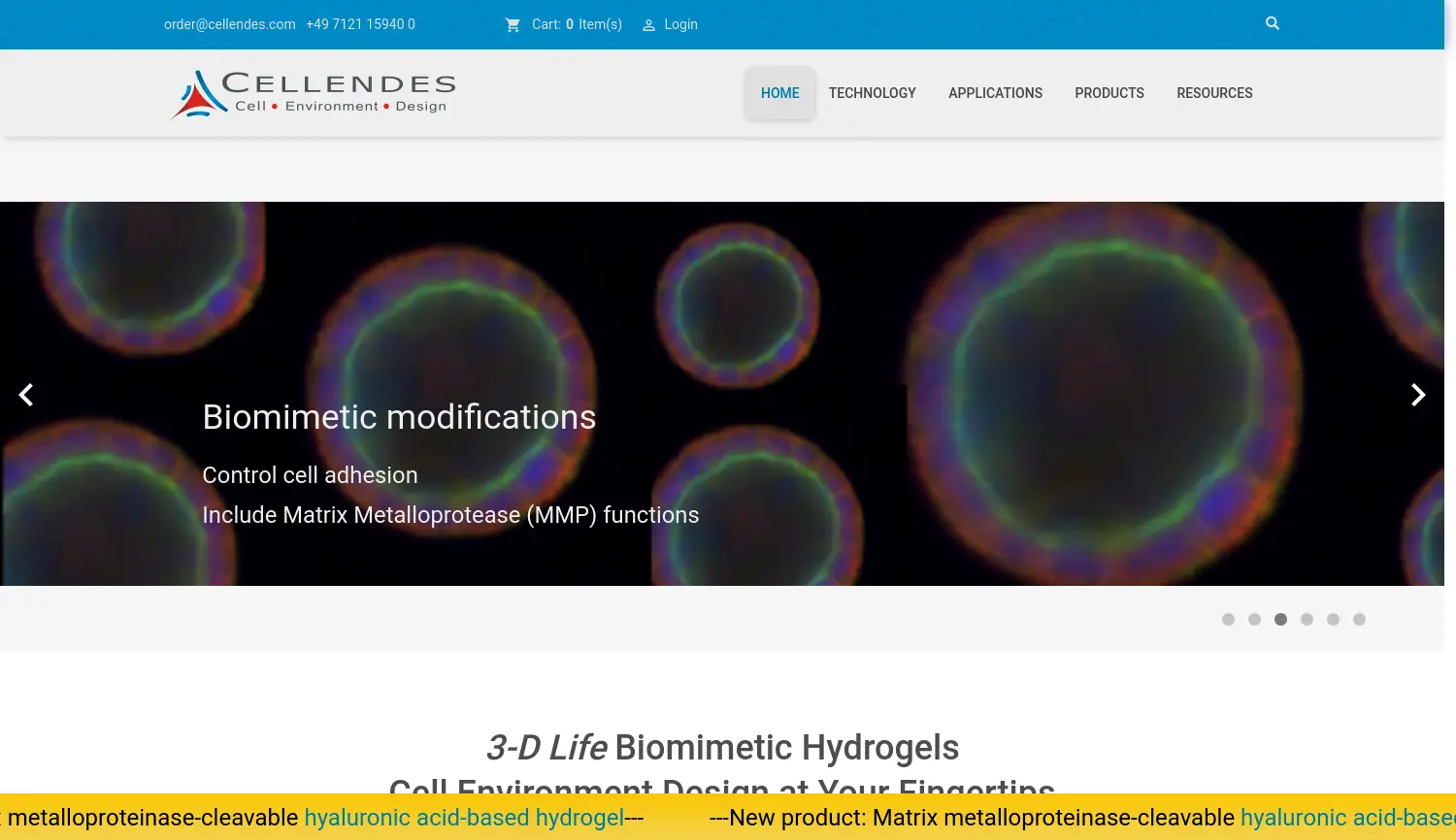 Website der Firma Cellendes GmbH