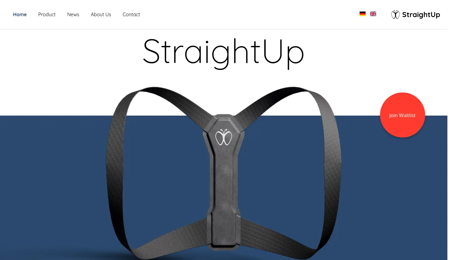 Website der Firma StraightUp (Vorgründungsgesellschaft)