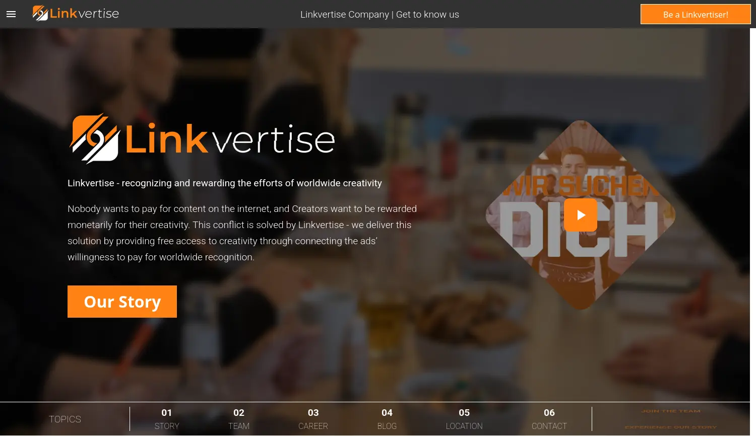 Website der Firma Linkvertise GmbH & Co. KG