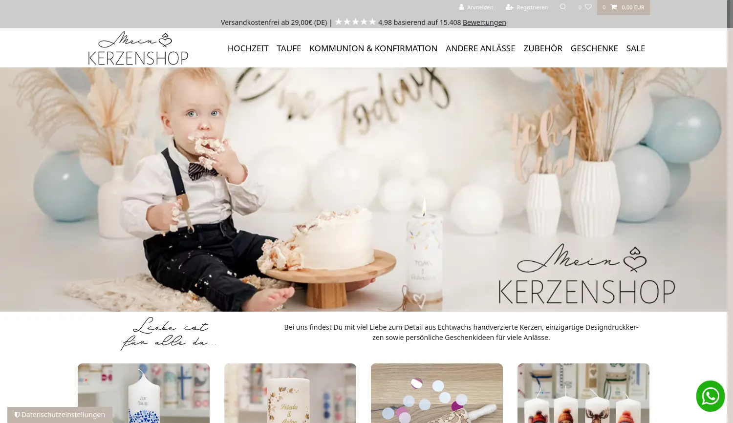 Website der Firma meinkerzenshop