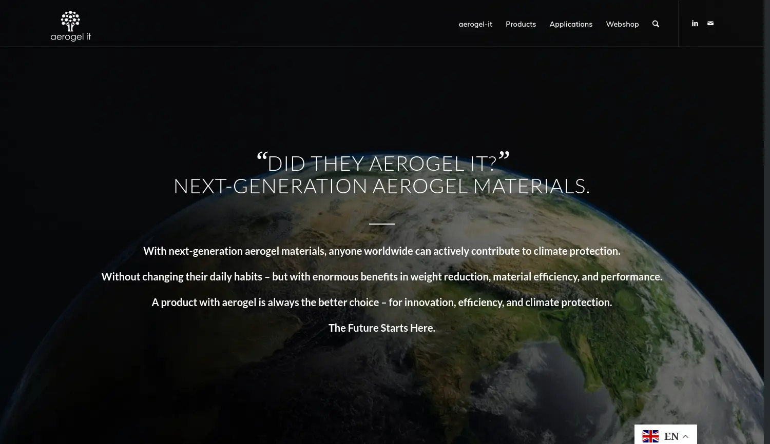 Website der Firma aerogel-it GmbH