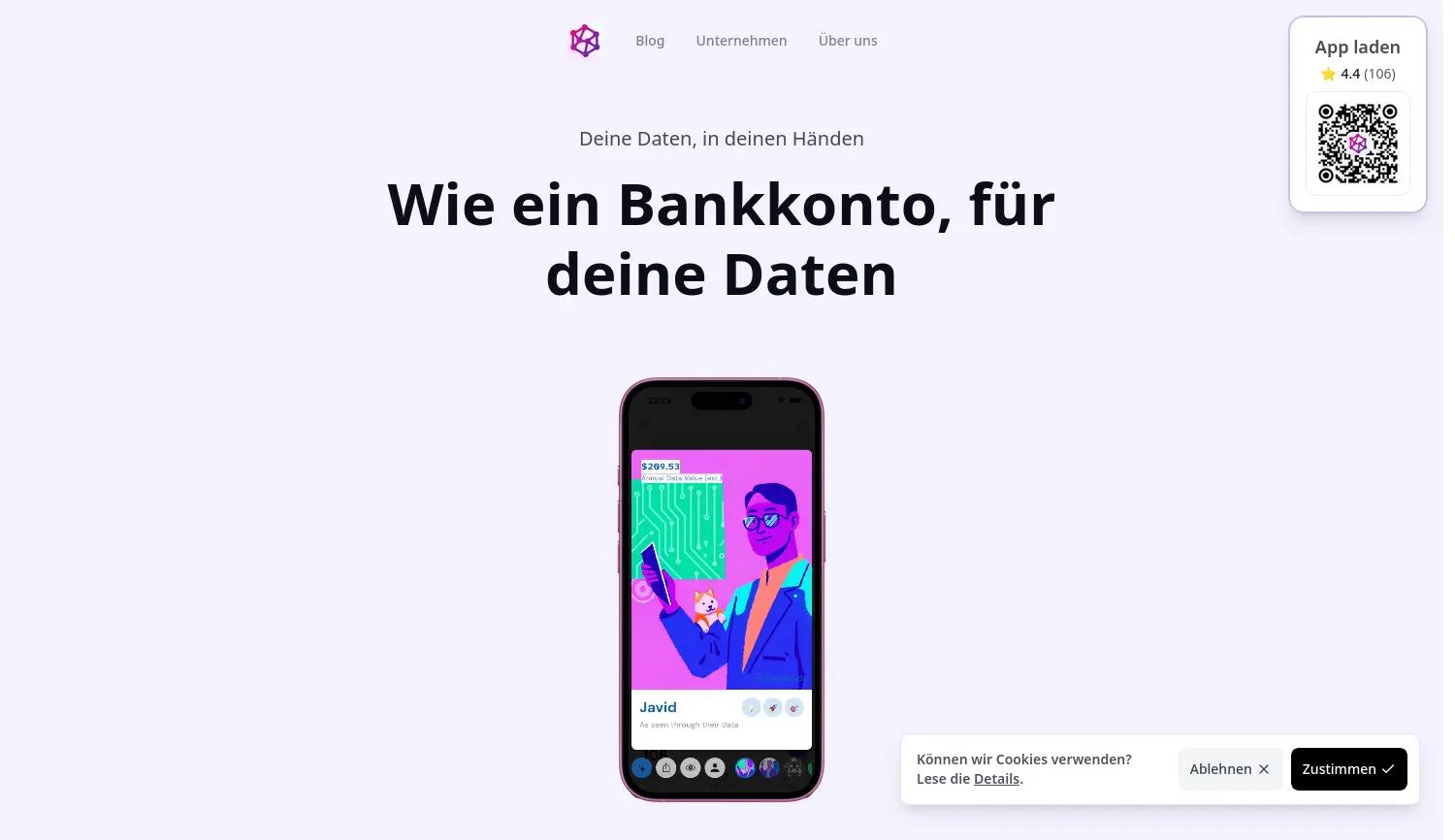 Website der Firma Datapods GmbH