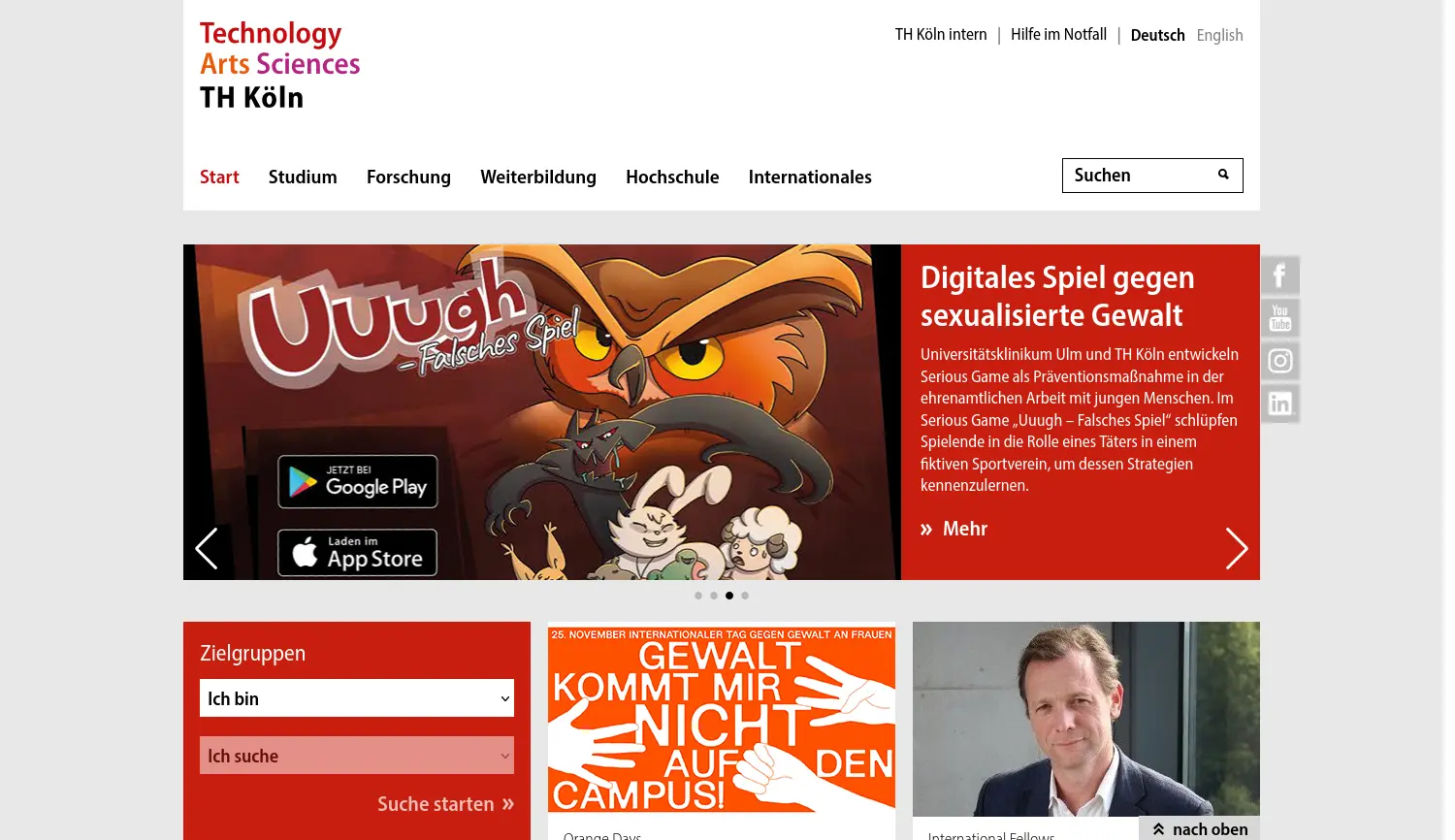 Website der Firma Technische Hochschule Köln