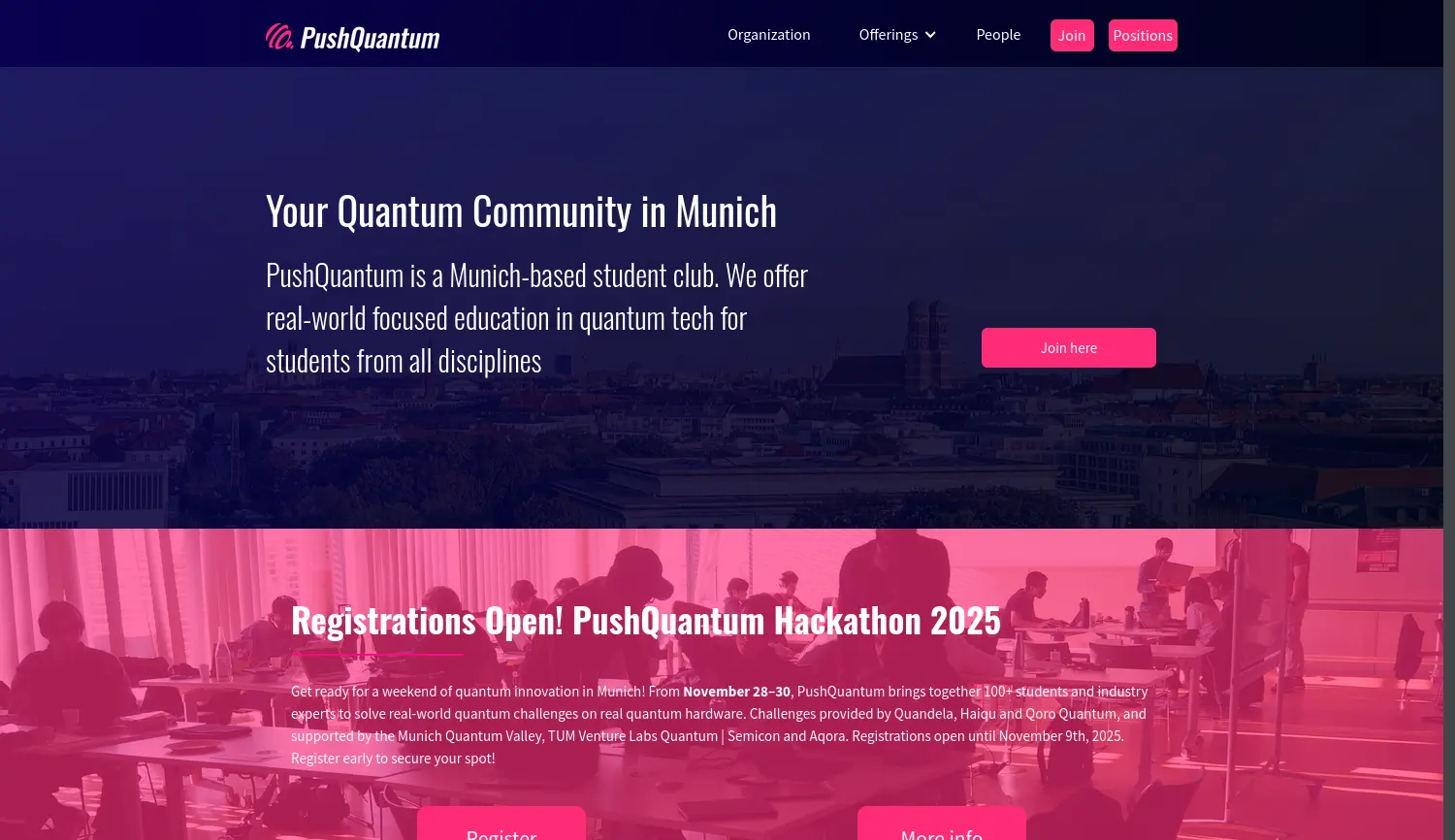 Website der Firma PushQuantum e.V.
