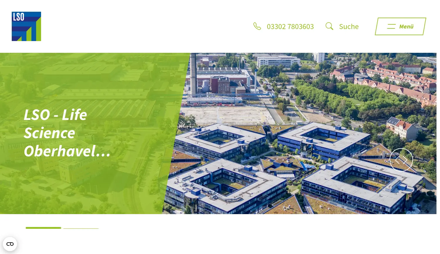 Website der Firma LSO Life Science Oberhavel GmbH