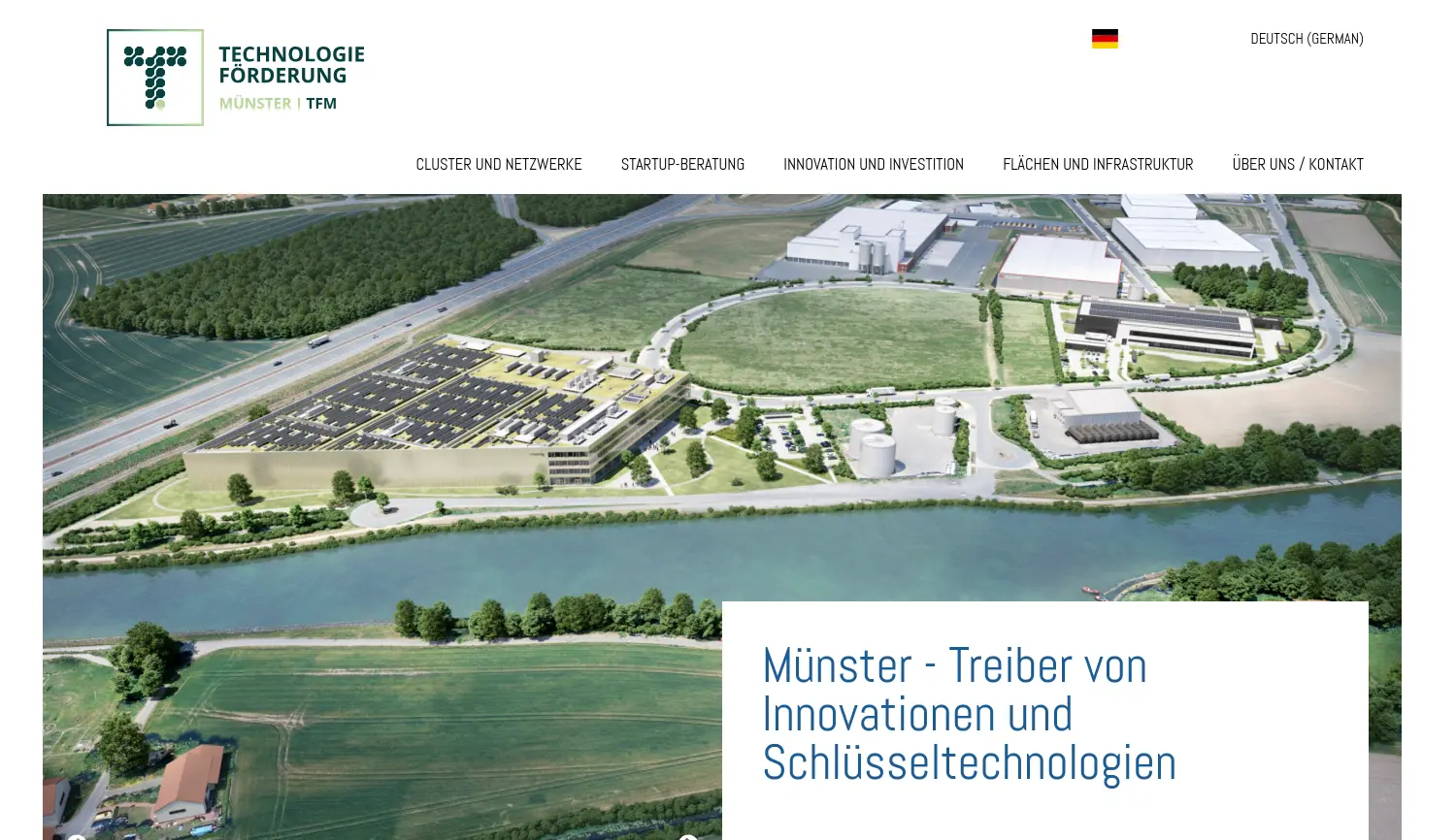 Website der Firma Technologieförderung Münster GmbH