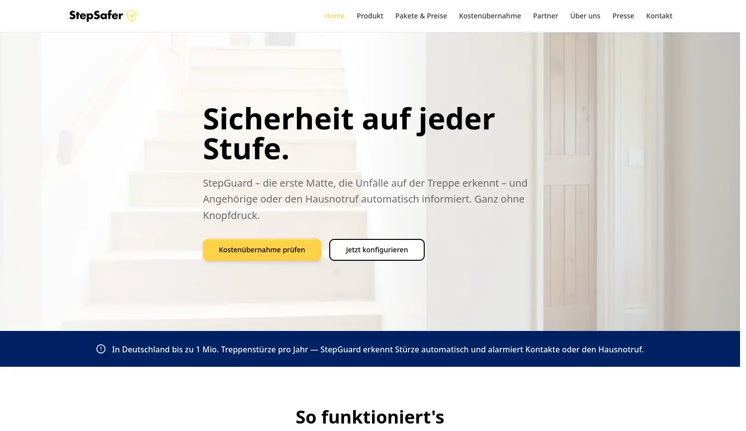 Website der Firma StepSafer Projektteam