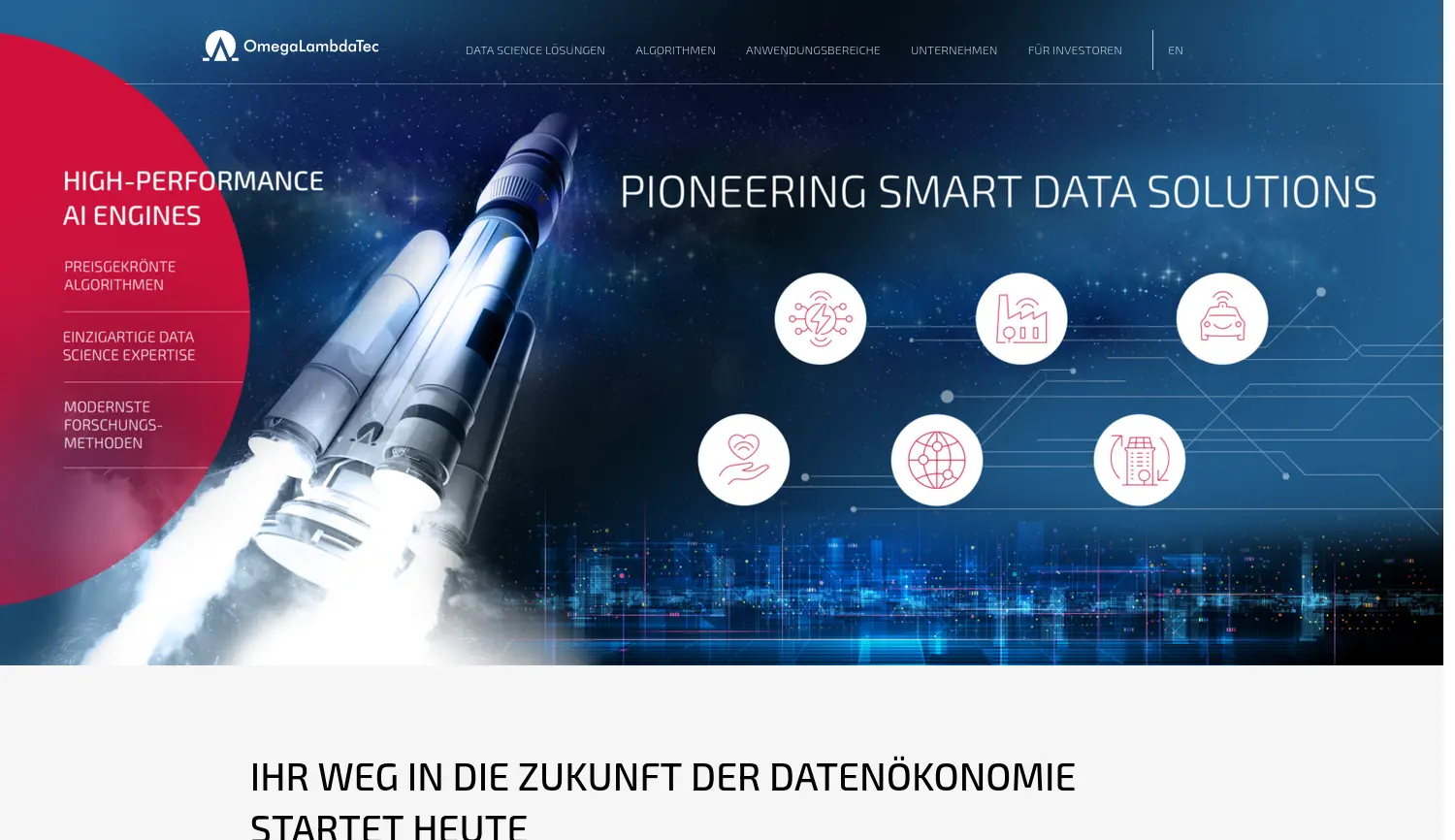 Website der Firma OmegaLambdaTec GmbH