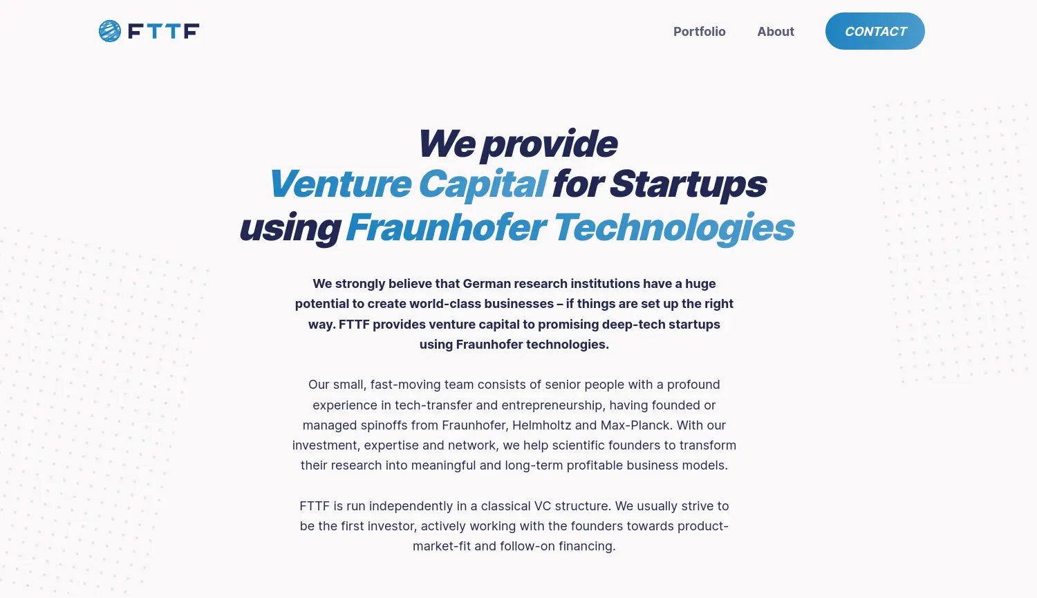 Website der Firma FTTF