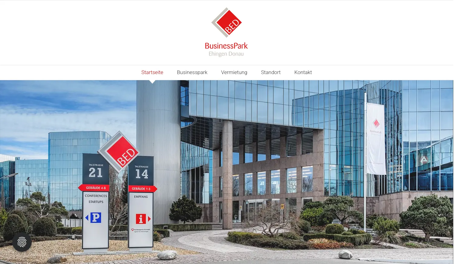 Website der Firma BED Businesspark Ehingen Donau GmbH