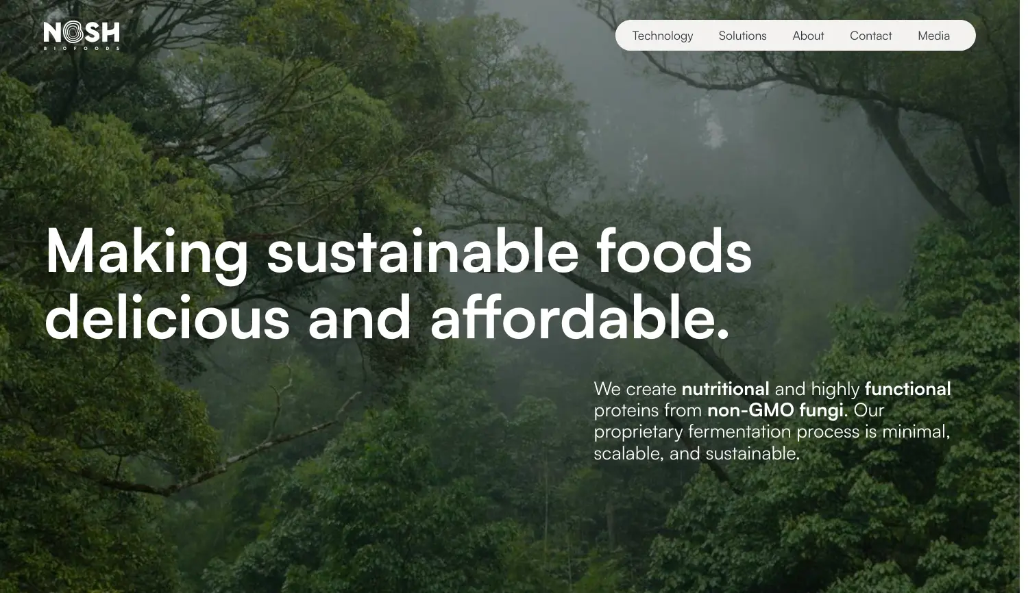 Website der Firma Nosh.bio GmbH