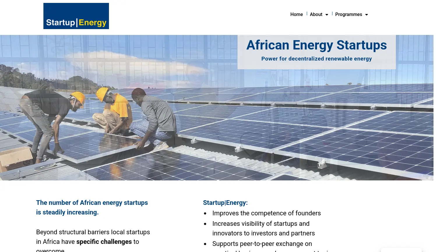 Website der Firma Stiftung Solarenergie StS gGmbH