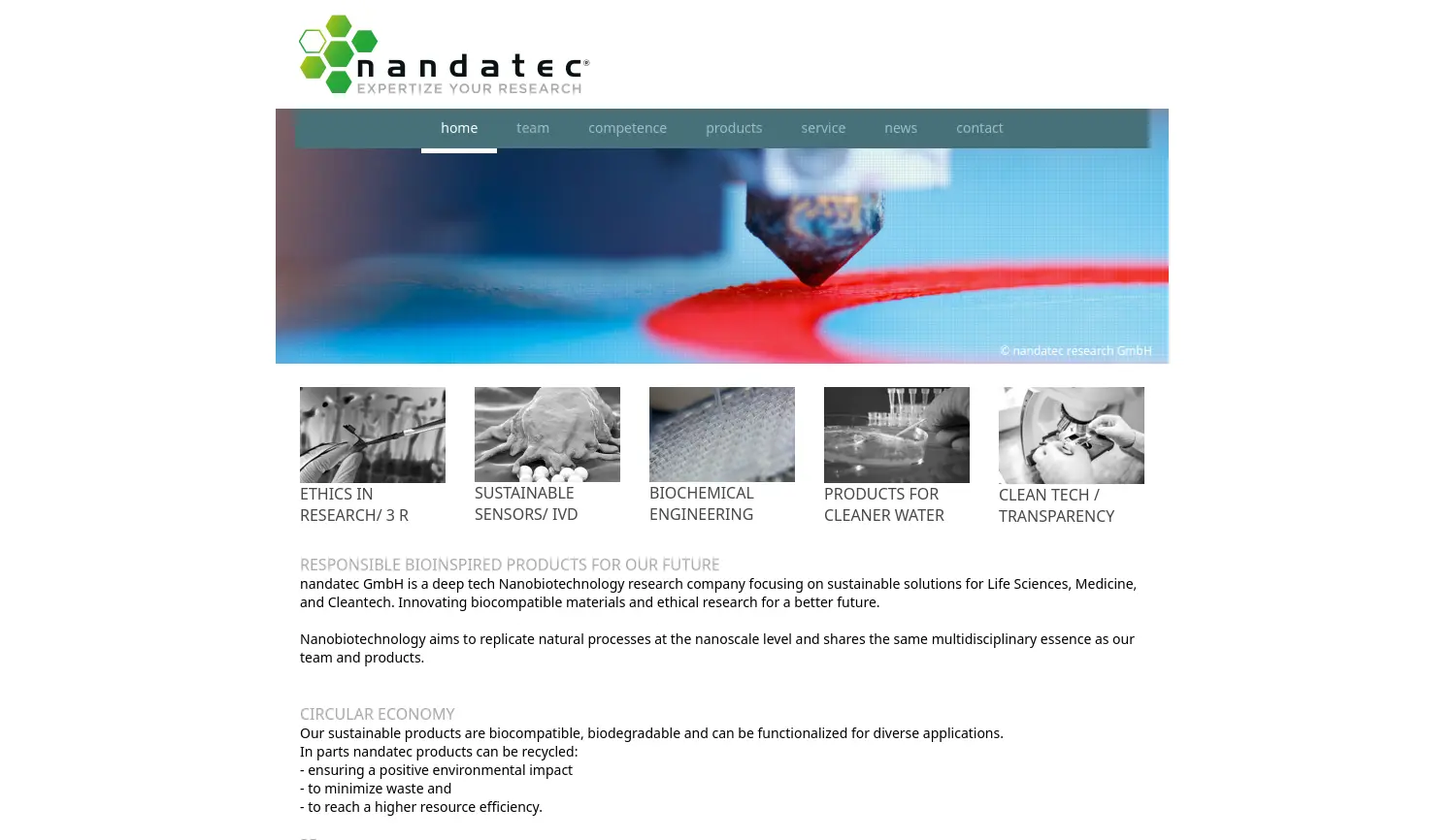 Website der Firma nandatec GmbH