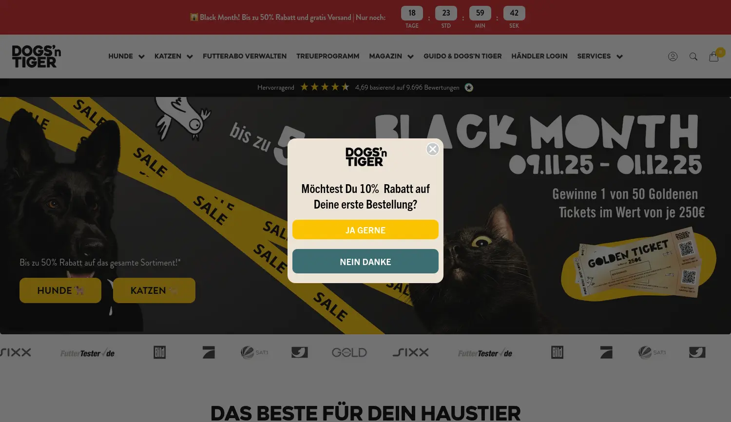 Website der Firma Dogs'n Tiger