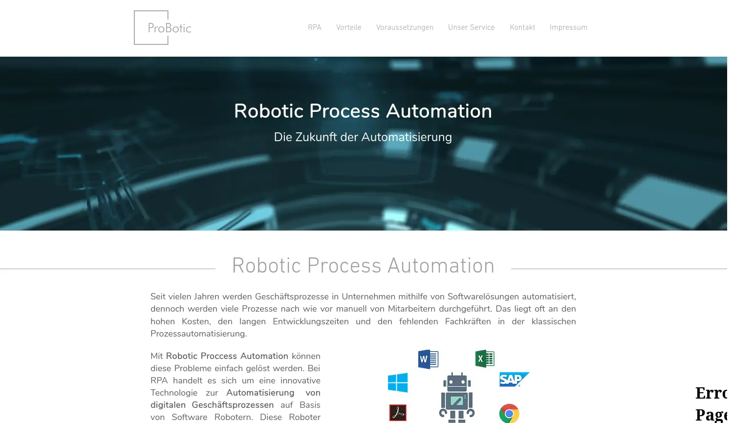 Website der Firma ProBotic GmbH