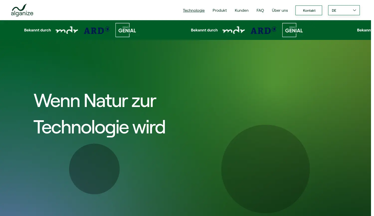 Website der Firma Alganize GmbH