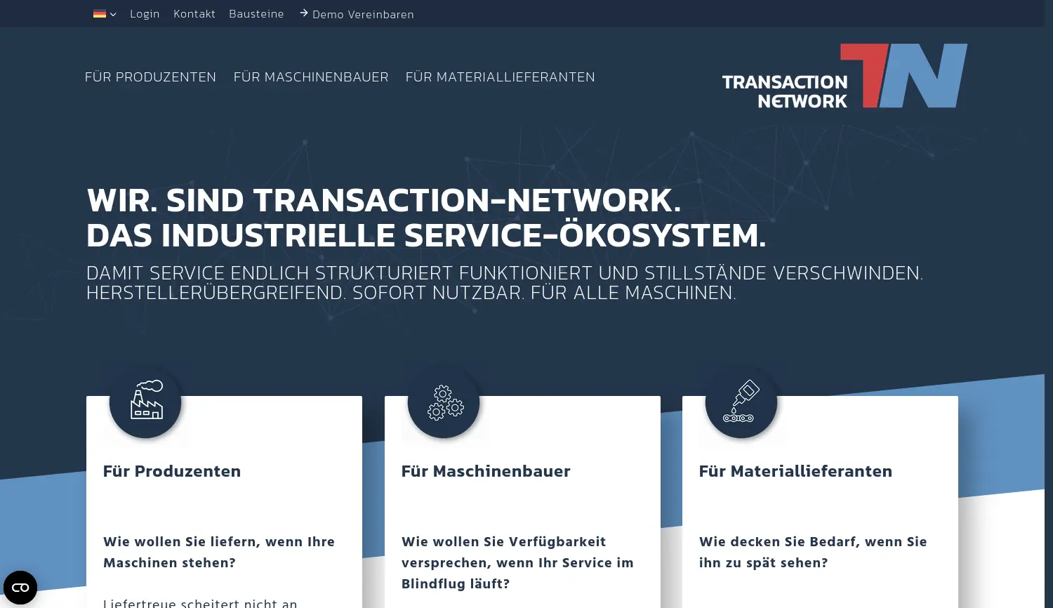 Website der Firma Transaction-Network GmbH & Co. KG