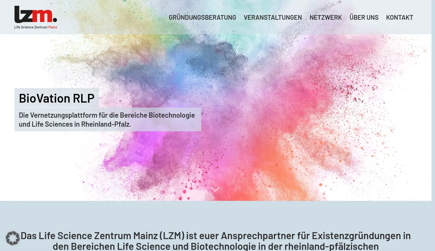 Website der Firma Life Science Zentrum Mainz GmbH