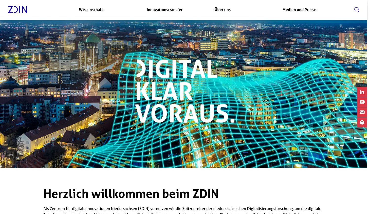 Website der Firma Zentrum für digitale Innovationen Niedersachsen