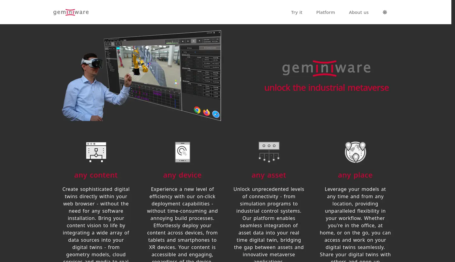 Website der Firma geminiware