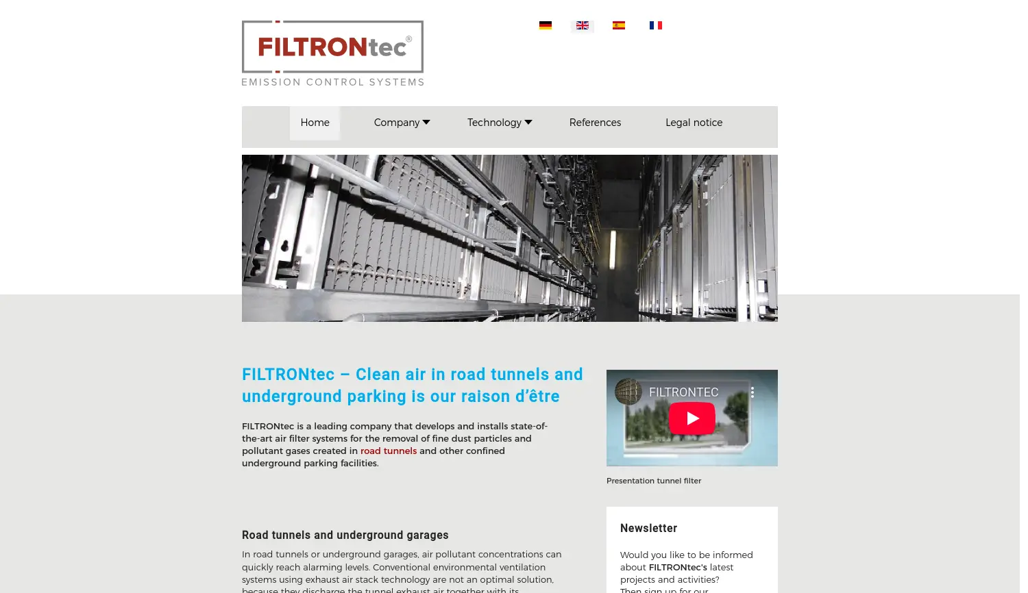 Website der Firma FILTRONtec GmbH