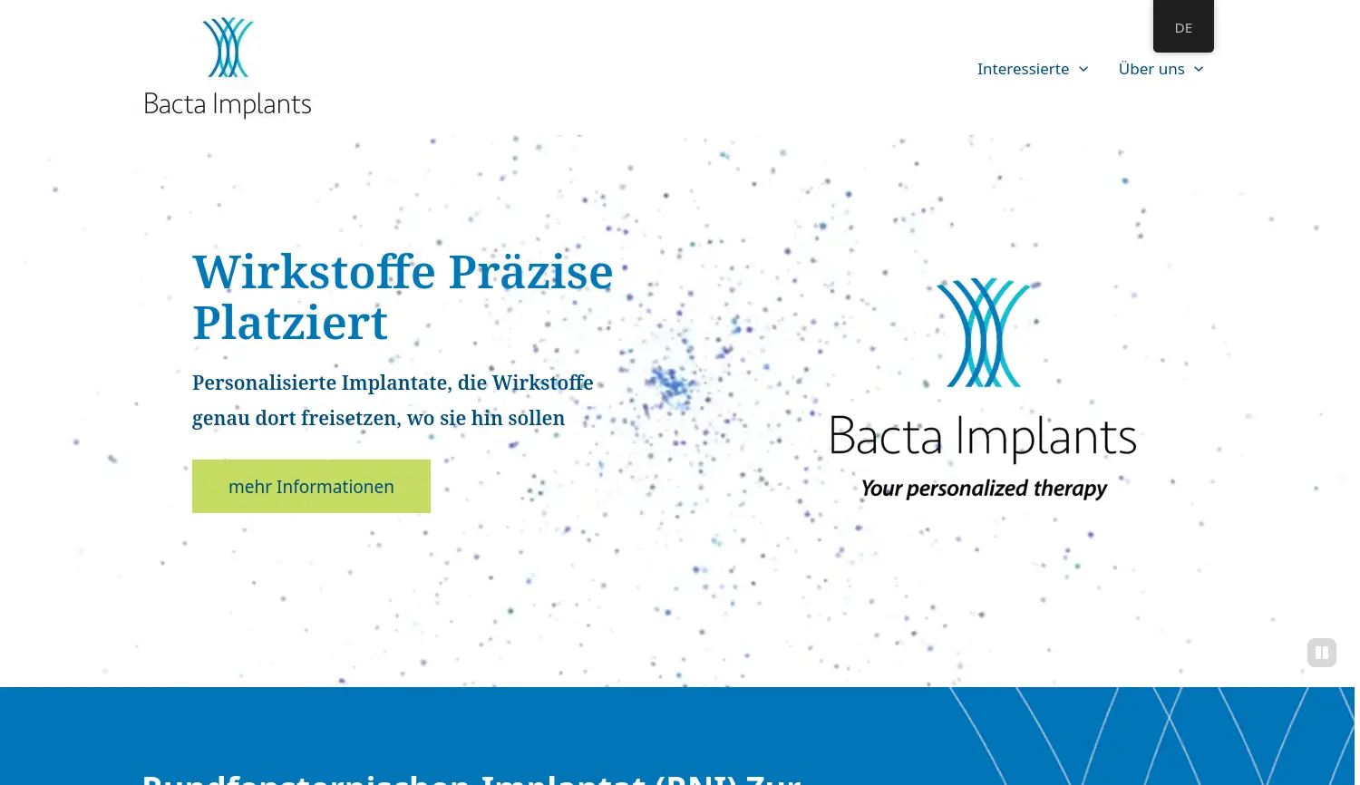 Website der Firma Bacta Implants