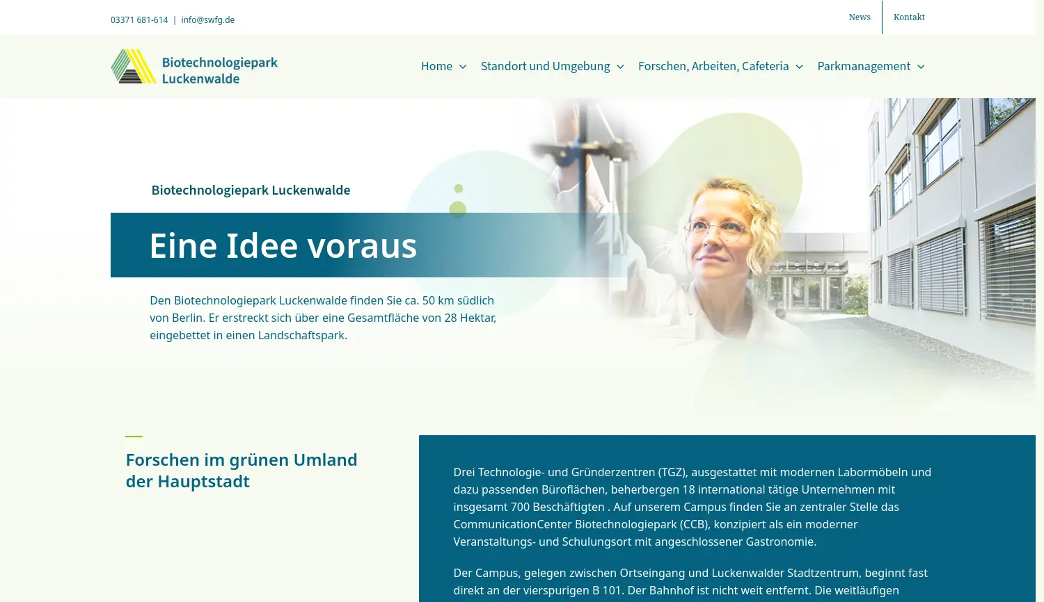 Website der Firma SWFG mbH