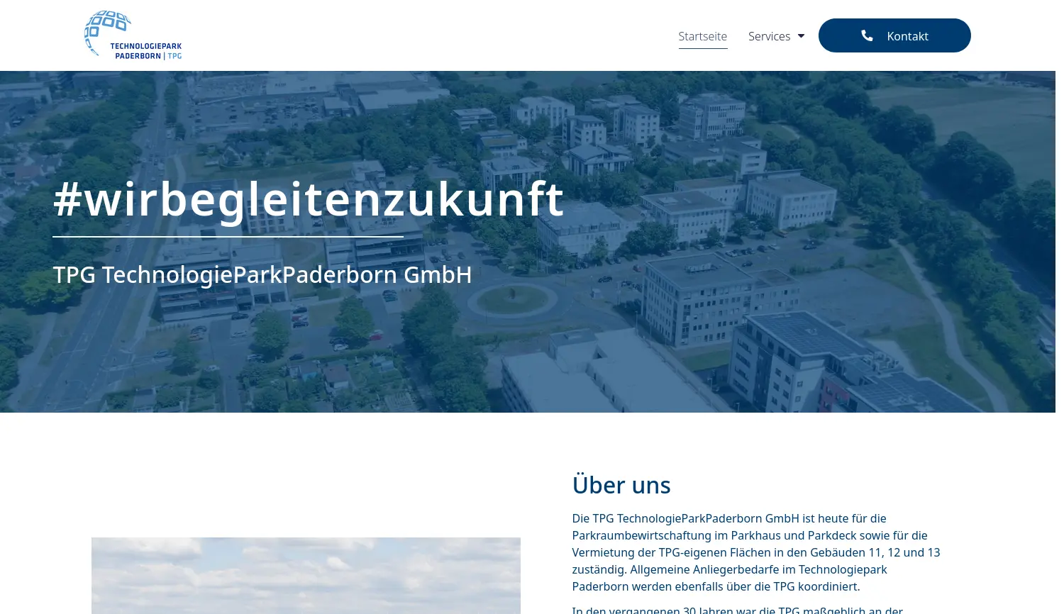 Website der Firma TechnologieParkPaderborn GmbH