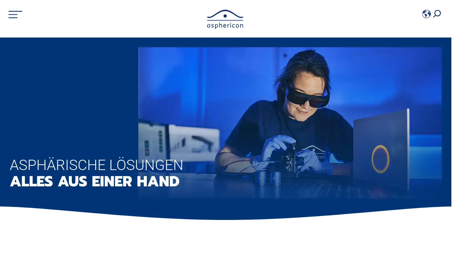 Website der Firma asphericon GmbH