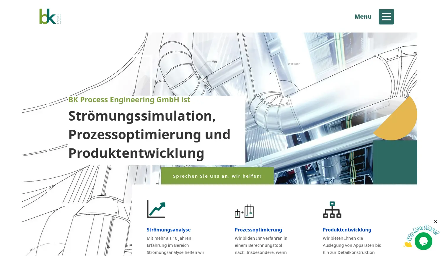 Website der Firma BK Process Engineering GmbH