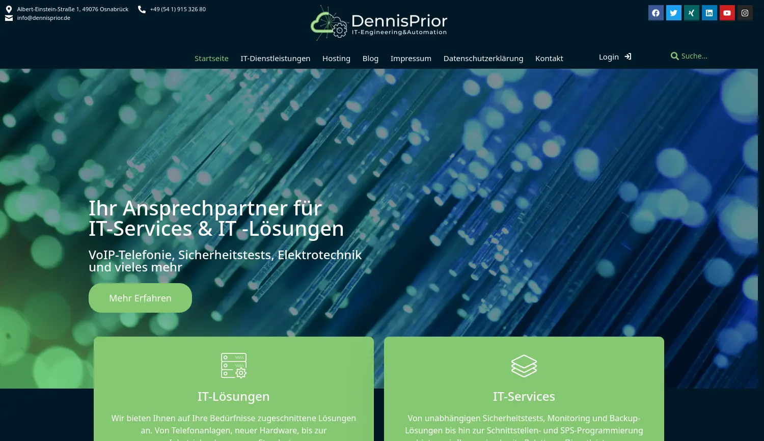 Website der Firma Dipl.-Wirtsch.-Ing. (FH) Dennis Prior / Dennis Prior IT Engineering&Automation