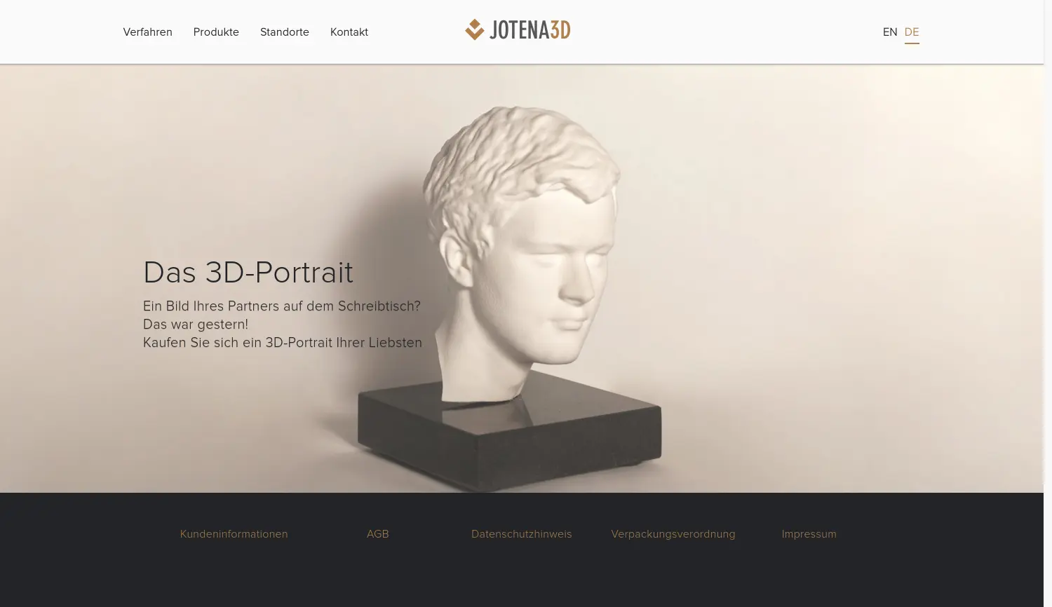 Website der Firma JOTENA3D e.K., Inh. Jens Johnen