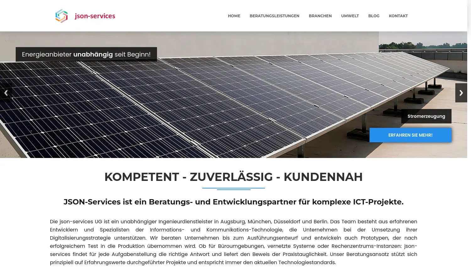 Website der Firma json-services UG (haftungsbeschränkt)