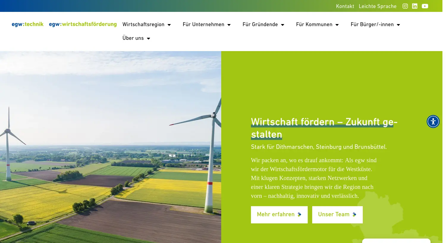 Website der Firma Entwicklungsgesellschaft Westholstein