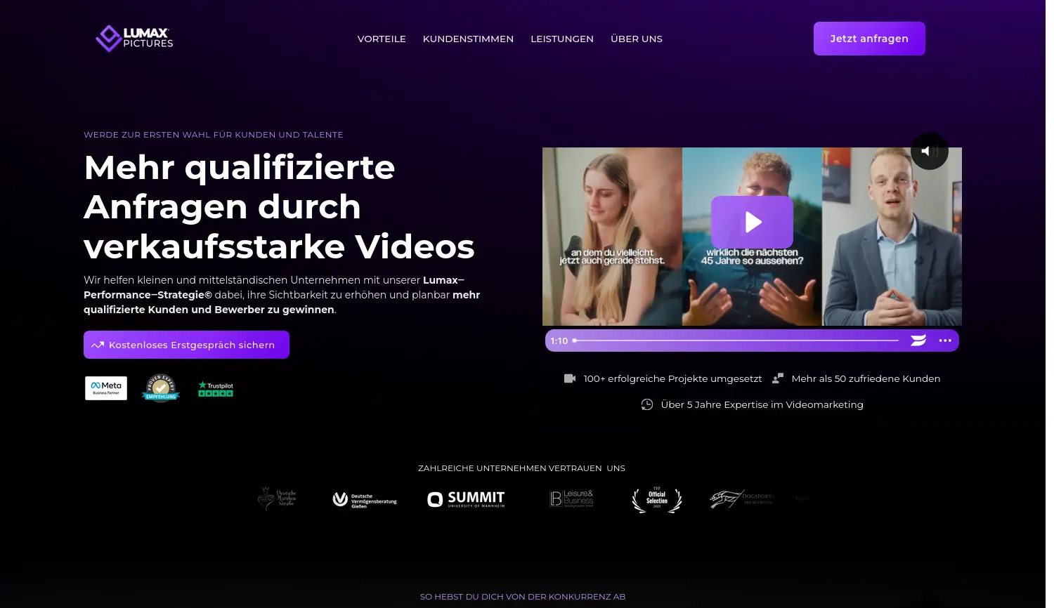 Website der Firma LumaxPictures