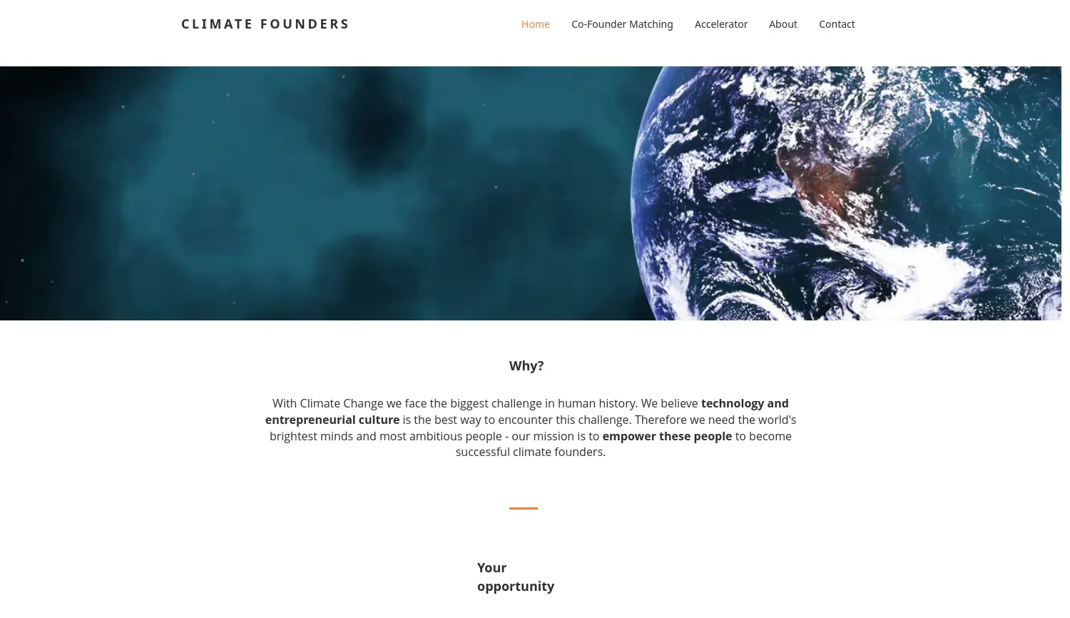 Website der Firma Climate Founders GmbH
