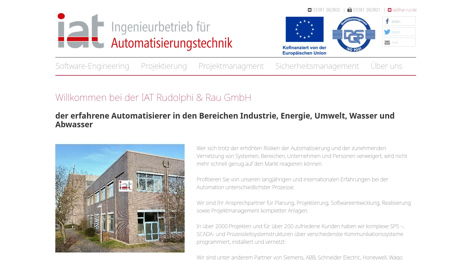 Website der Firma Ingenieurbetrieb für Automatisierungstechnik Rudolphi & Rau GmbH