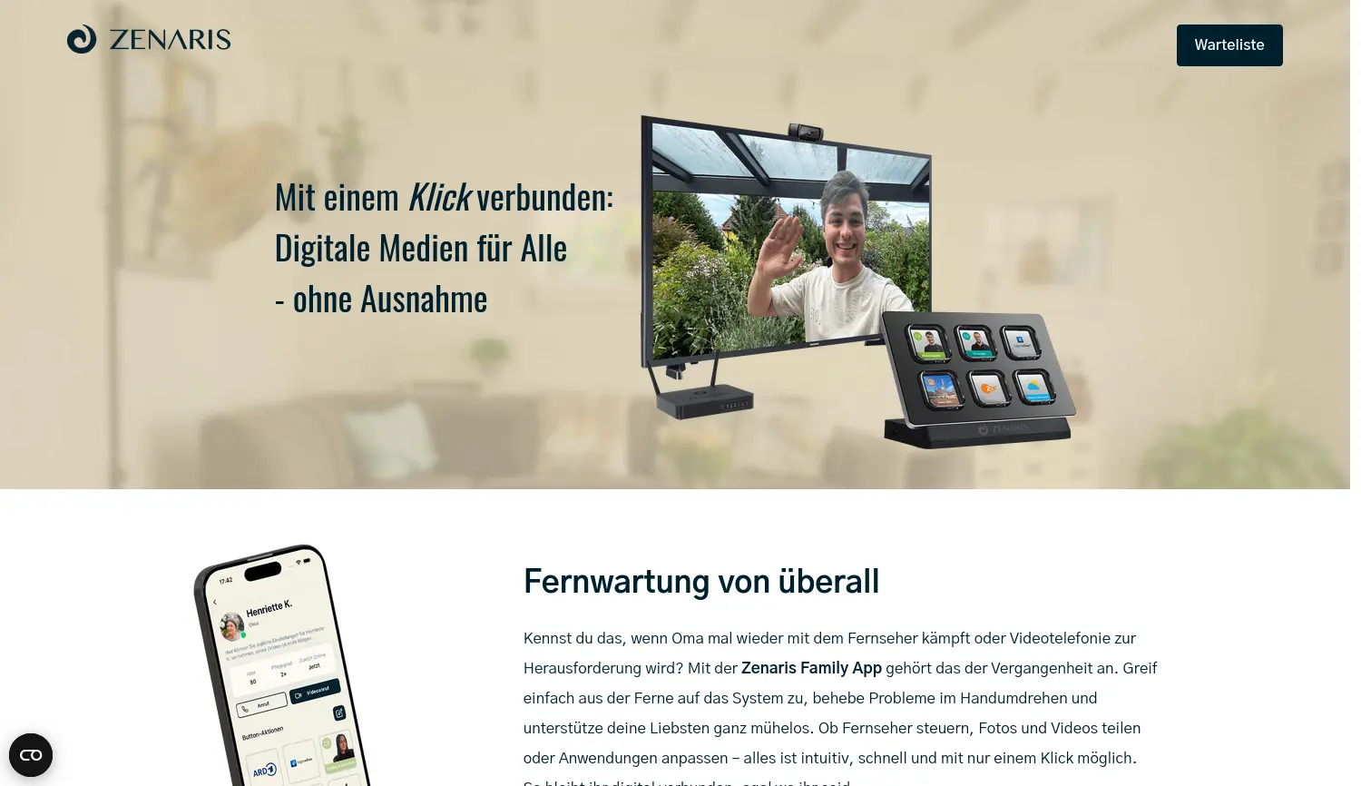 Website der Firma Zenaris GmbH
