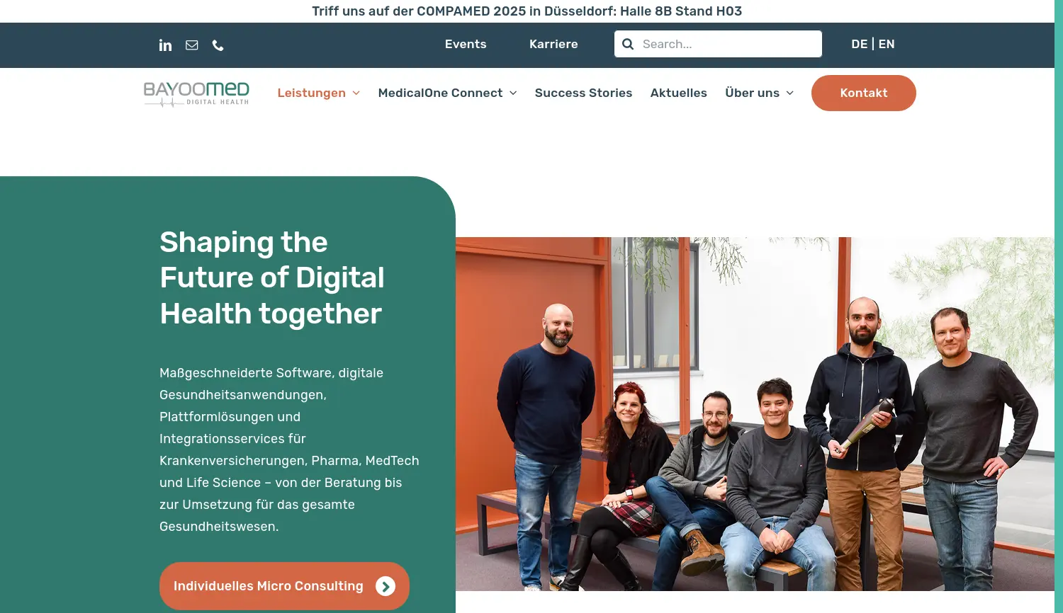 Website der Firma BAYOOMED GmbH