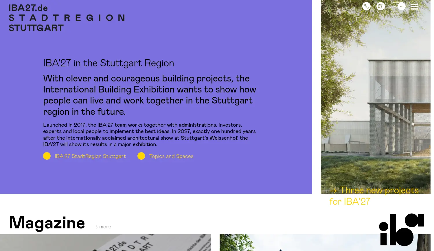 Website der Firma Internationale Bauausstellung 2027 StadtRegion Stuttgart GmbH