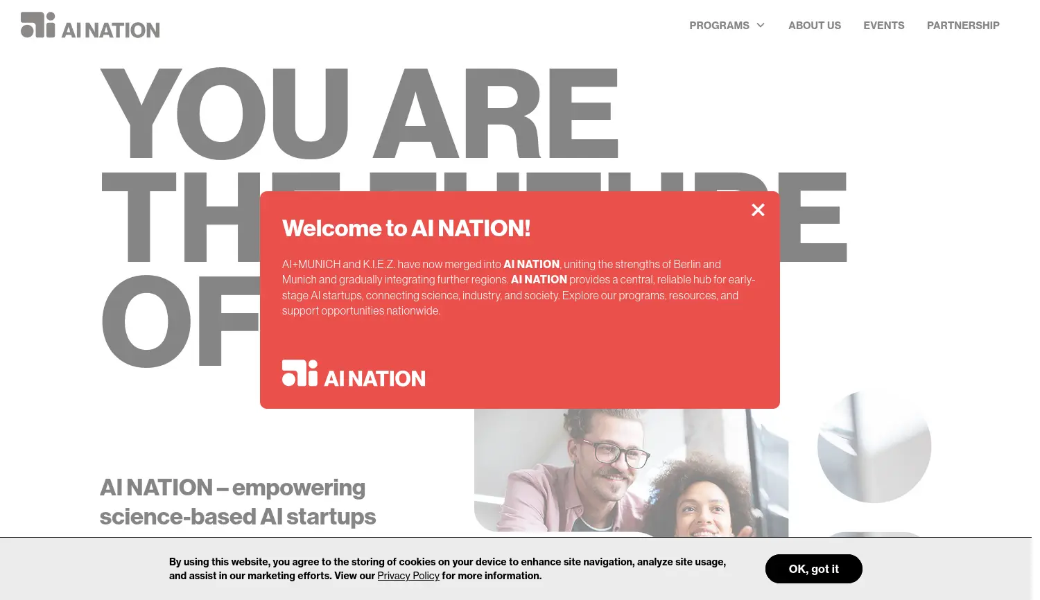 Website der Firma AI NATION