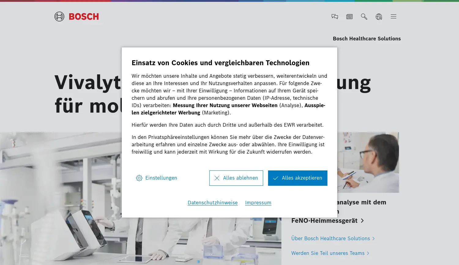 Website der Firma Bosch Healthcare Solutions GmbH