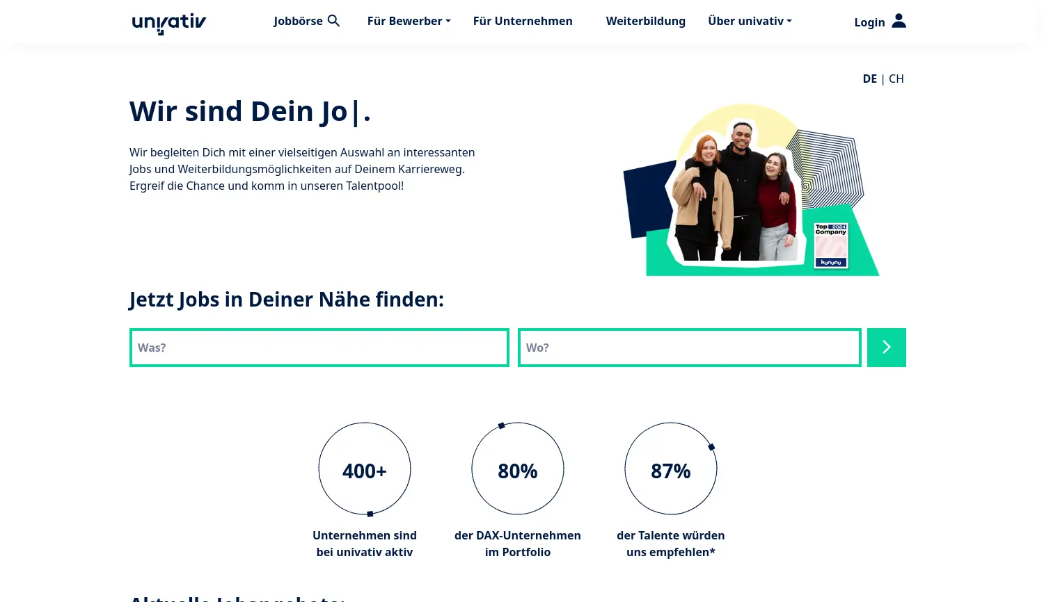 Website der Firma univativ GmbH