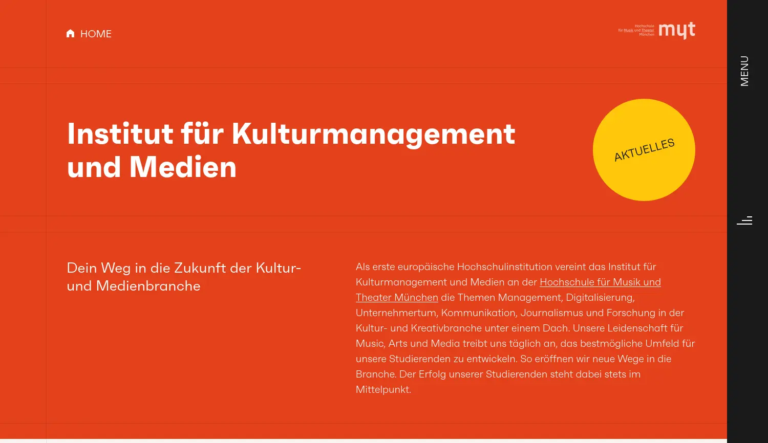 Website der Firma Hochschule für Musik und Theater München