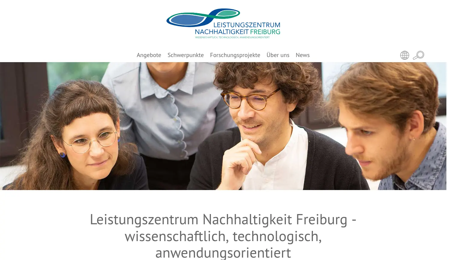 Website der Firma Leistungszentrum Nachhaltigkeit