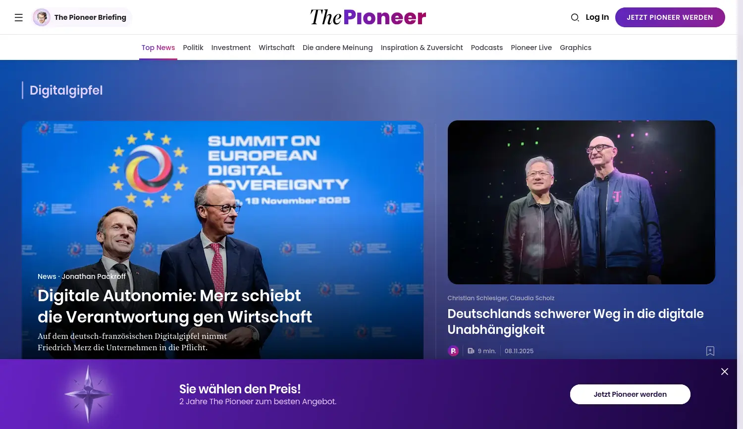 Website der Firma Media Pioneer Publishing AG