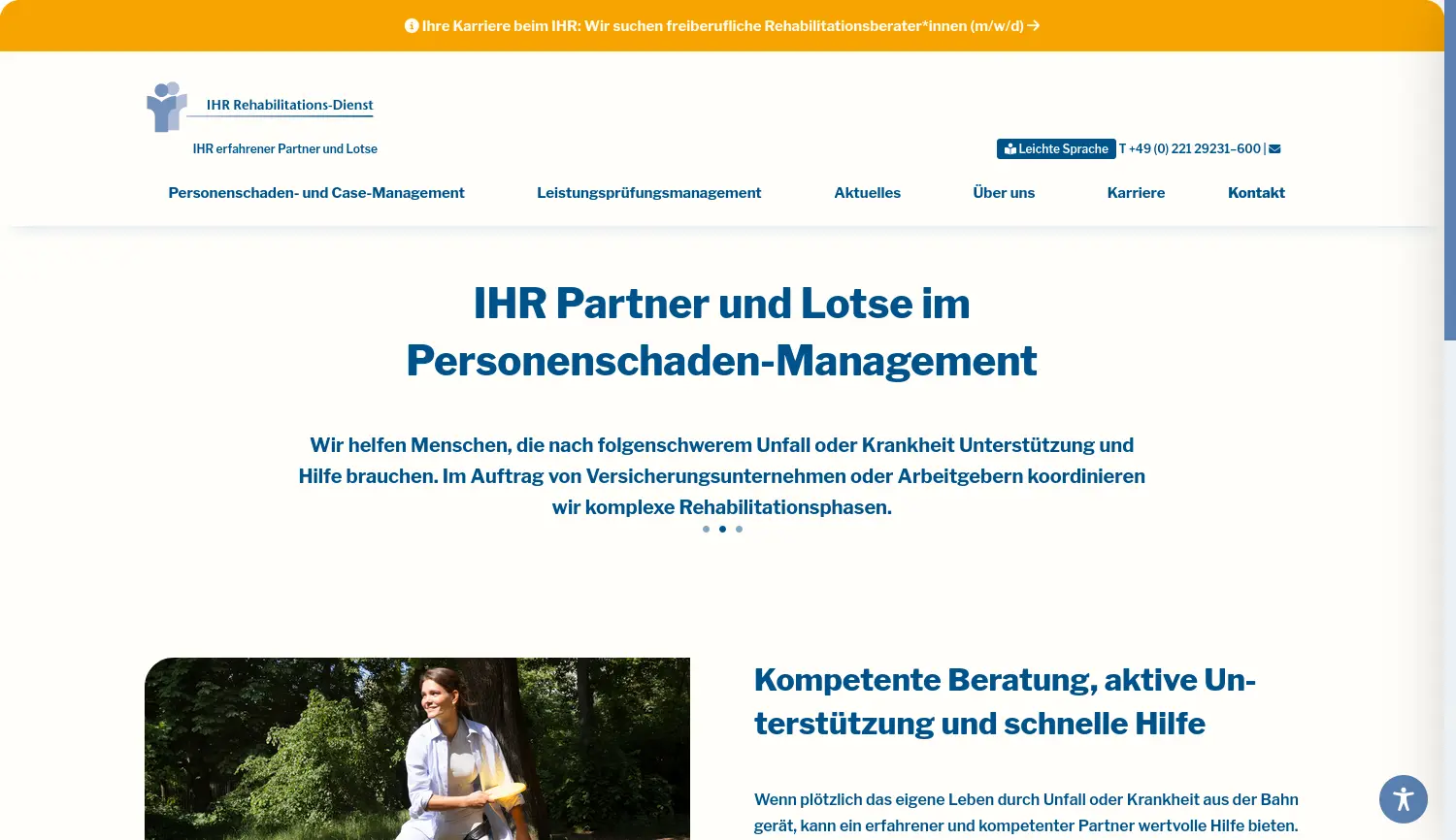 Website der Firma IHR Rehabilitations-Dienst GmbH