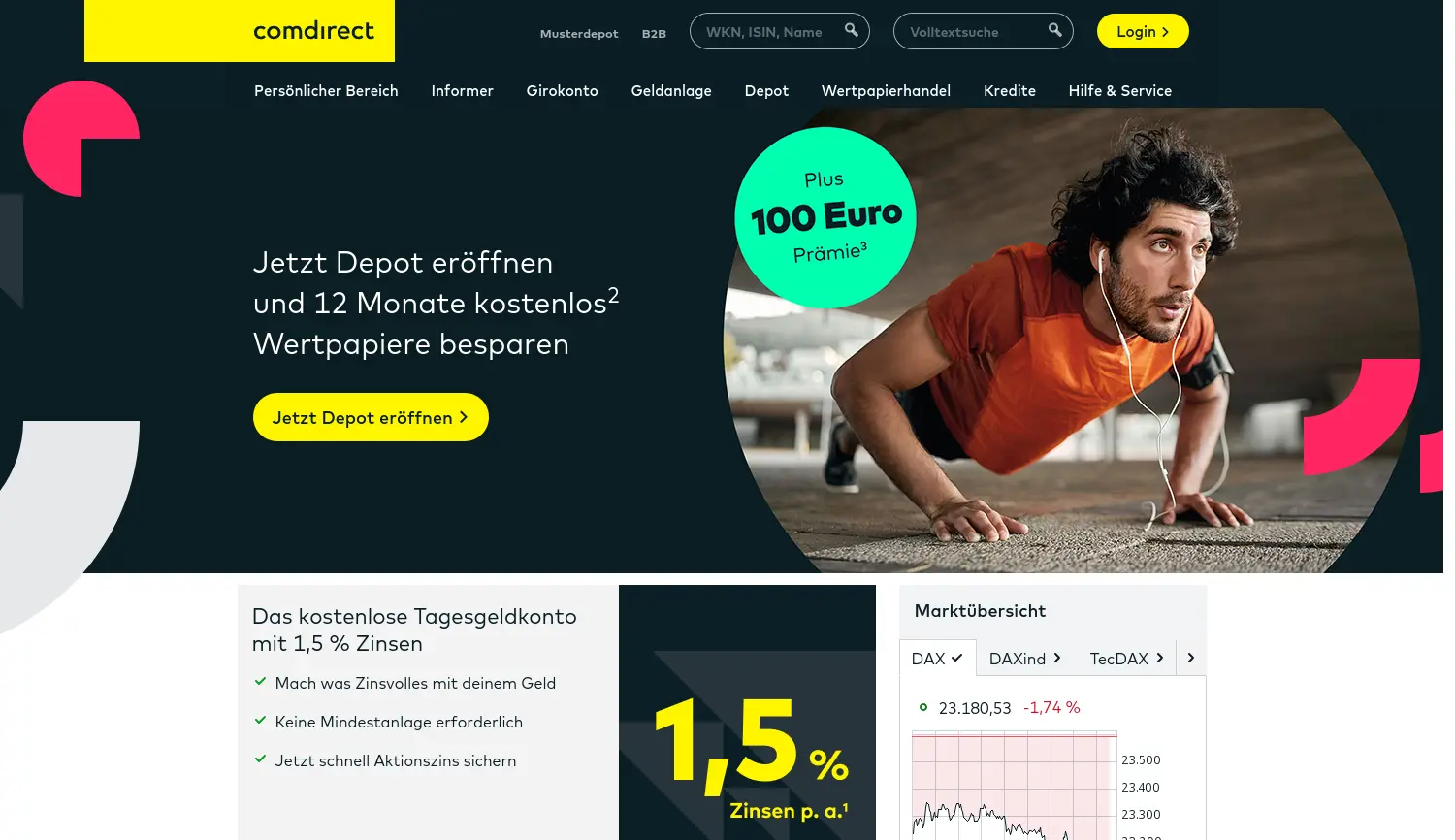 Website der Firma Commerzbank Aktiengesellschaft (Marke comdirect)
