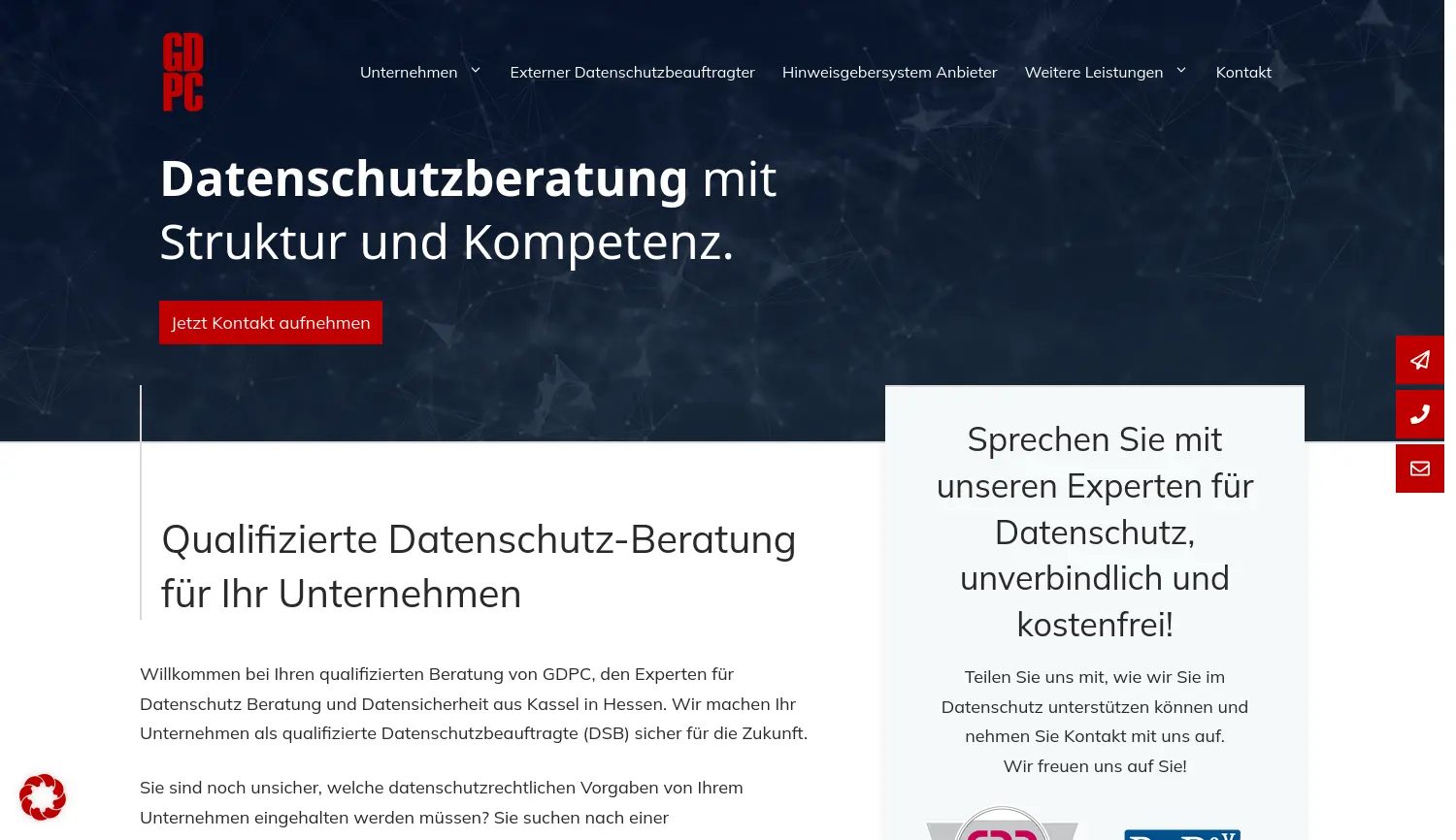 Website der Firma GDPC GbR